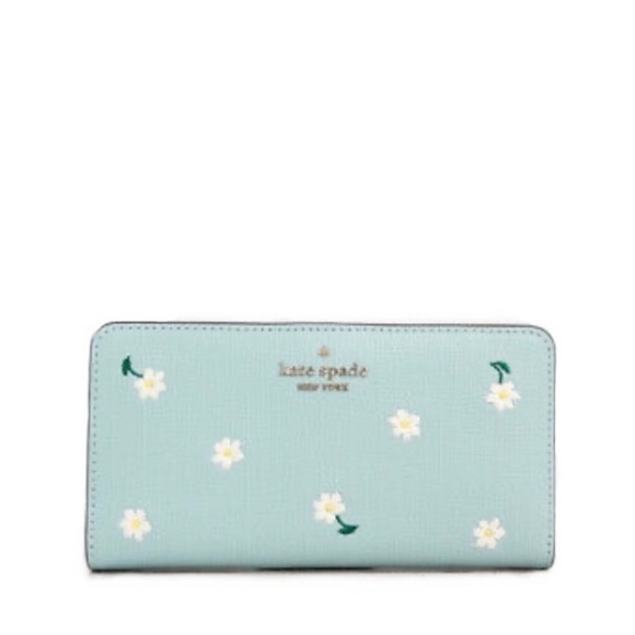 ♠️ kate spade Embroidered Lea Daisy Floral Large Slim Bifold Wallet, Aphrodite - Picture 2 of 14